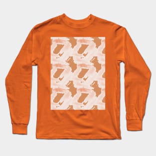 Beige intricate fragments on a brown surface. Long Sleeve T-Shirt